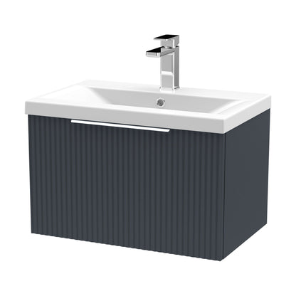 [BFFF1494A] Tixall Fluted Front Wall Hung Vanity Basin Unit with Choice of Size, Colour and Handle Options - Cutout