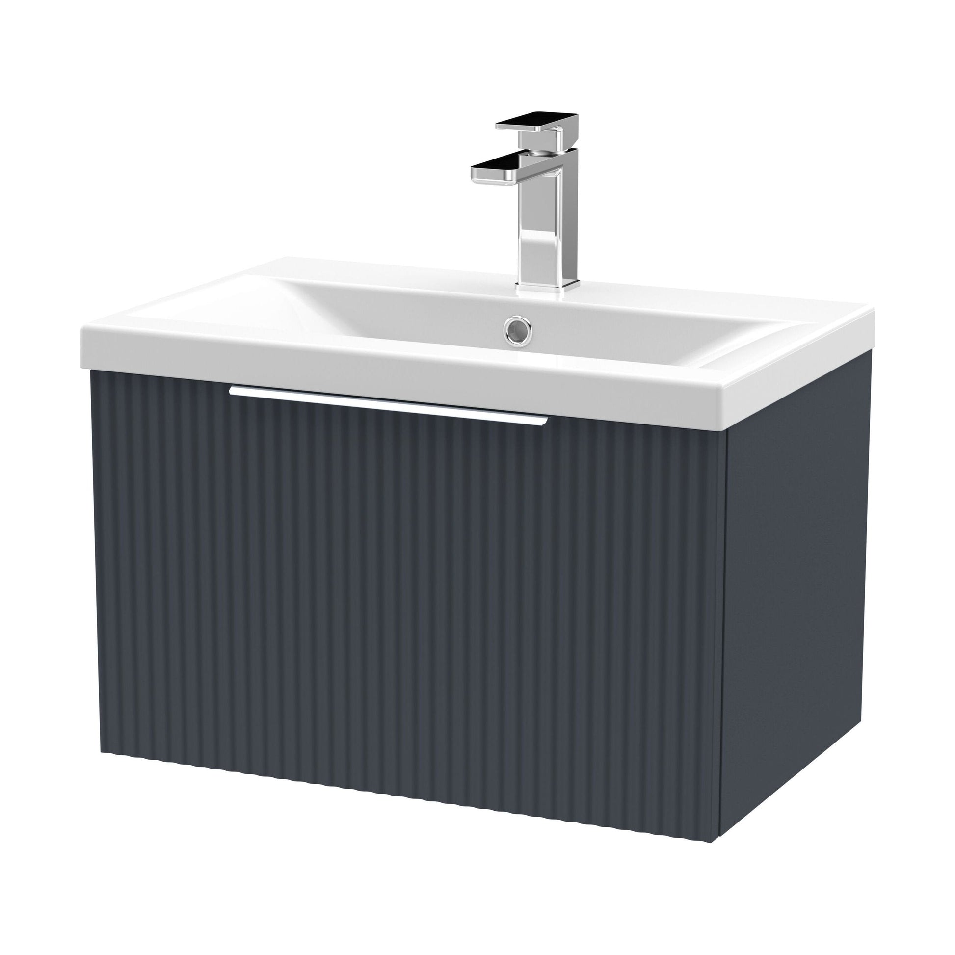 [BFFF1494A] Tixall Fluted Front Wall Hung Vanity Basin Unit with Choice of Size, Colour and Handle Options - Cutout