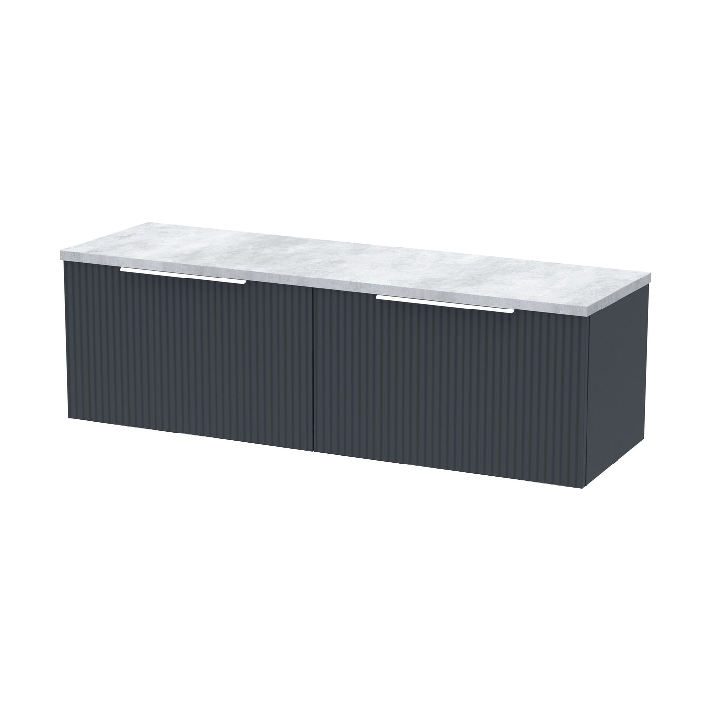 [BFFF1494LBG2] Tixall Fluted 2 Drawer Wall Hung Vanity Unit with Laminate Worktop, Dark Grey, 1200mm - Cutout