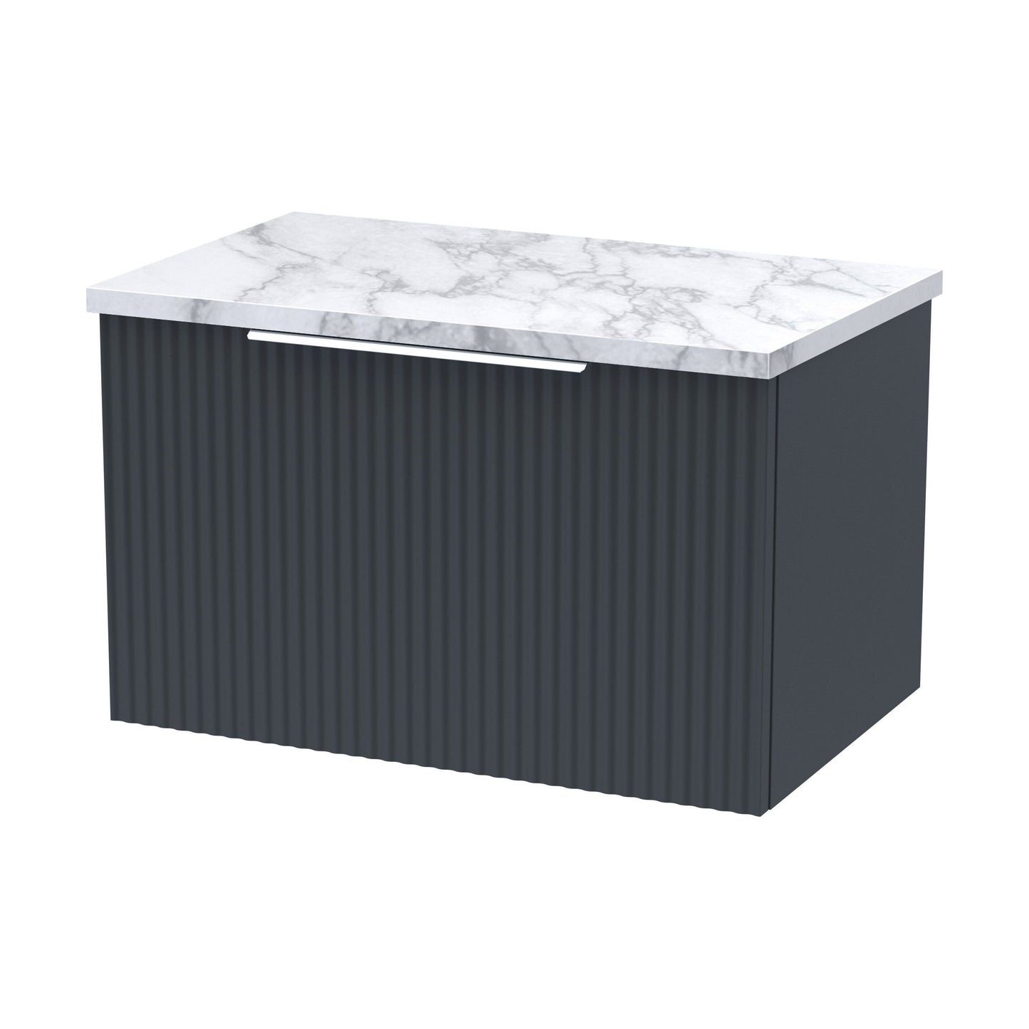 [BFFF1494LCM] Tixall Fluted 1 Drawer Wall Hung Vanity Unit with Laminate Worktop, Dark Grey, 600mm - Cutout