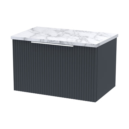 [BFFF1494LCM] Tixall Fluted 1 Drawer Wall Hung Vanity Unit with Laminate Worktop, Dark Grey, 600mm - Cutout