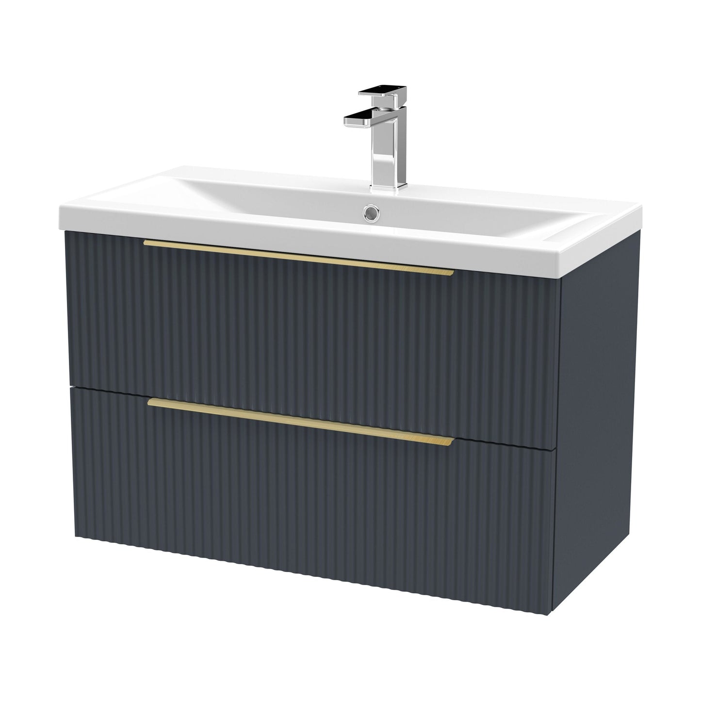 [BFFF1495AH326] Tixall Fluted Front Wall Hung Vanity Basin Unit with Choice of Size, Colour and Handle Options - Cutout