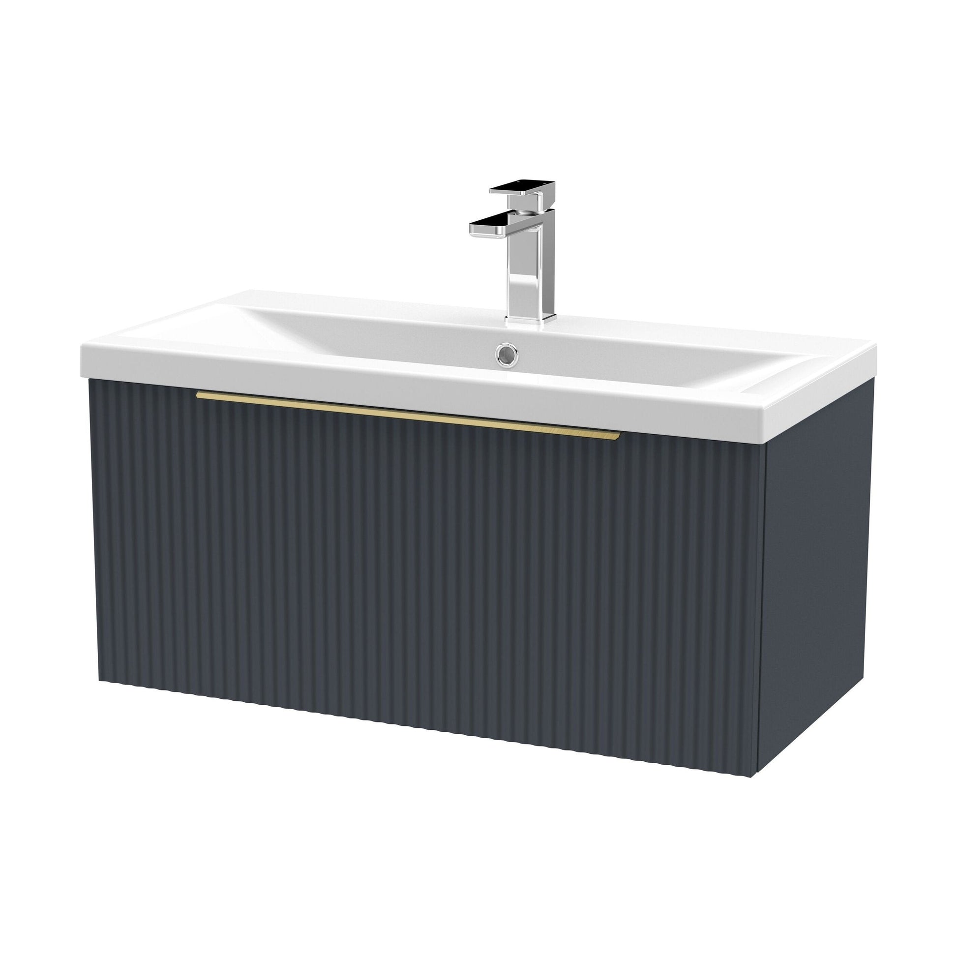 [BFFF1496AH326] Tixall Fluted Front Wall Hung Vanity Basin Unit with Choice of Size, Colour and Handle Options - Cutout