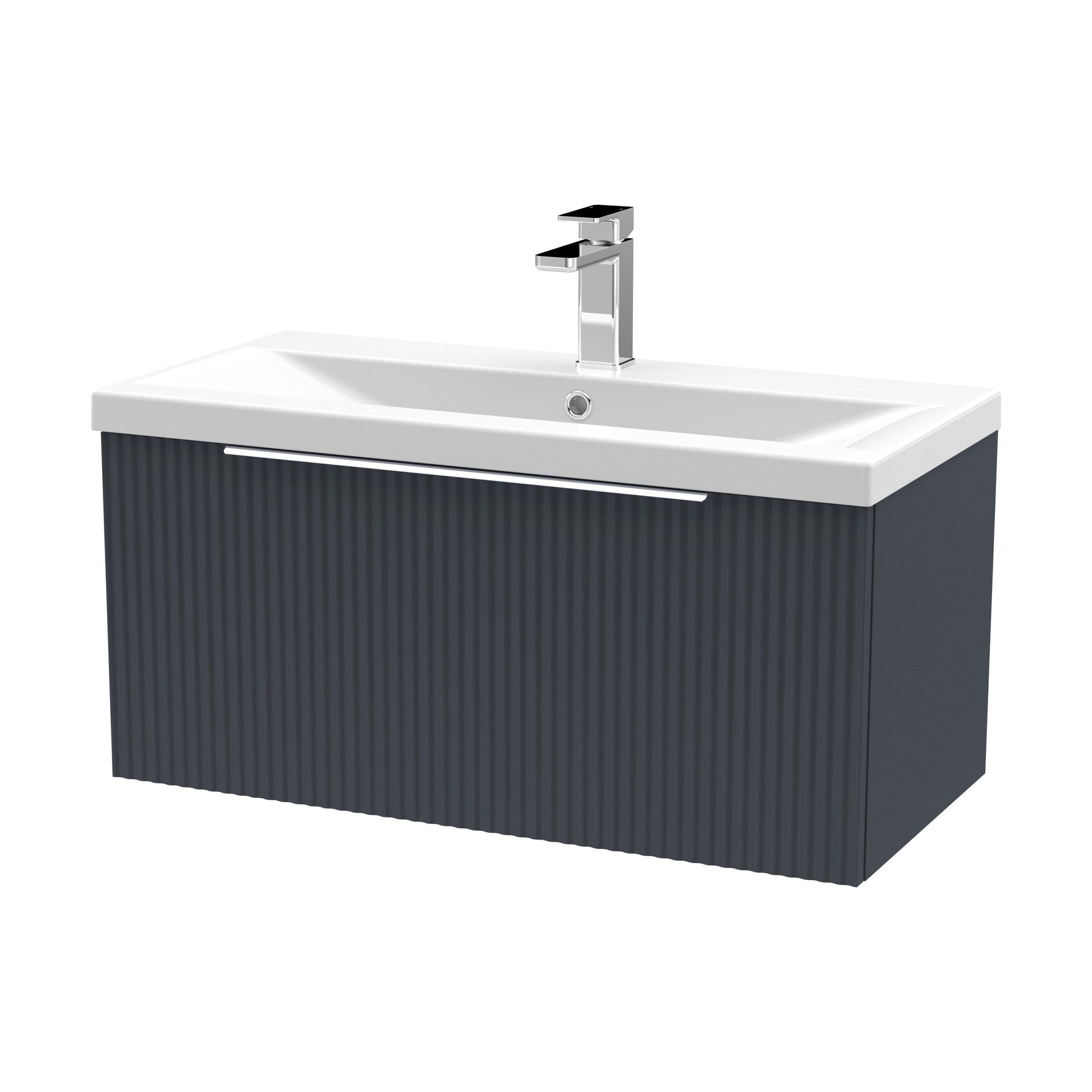 [BFFF1496A] Tixall Fluted Front Wall Hung Vanity Basin Unit with Choice of Size, Colour and Handle Options - Cutout
