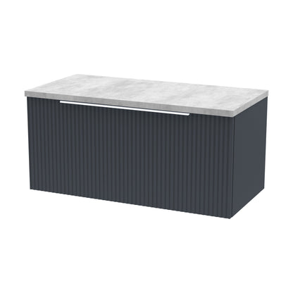 [BFFF1496LBG] Tixall Fluted 1 Drawer Wall Hung Vanity Unit with Laminate Worktop, Dark Grey, 800mm - Cutout