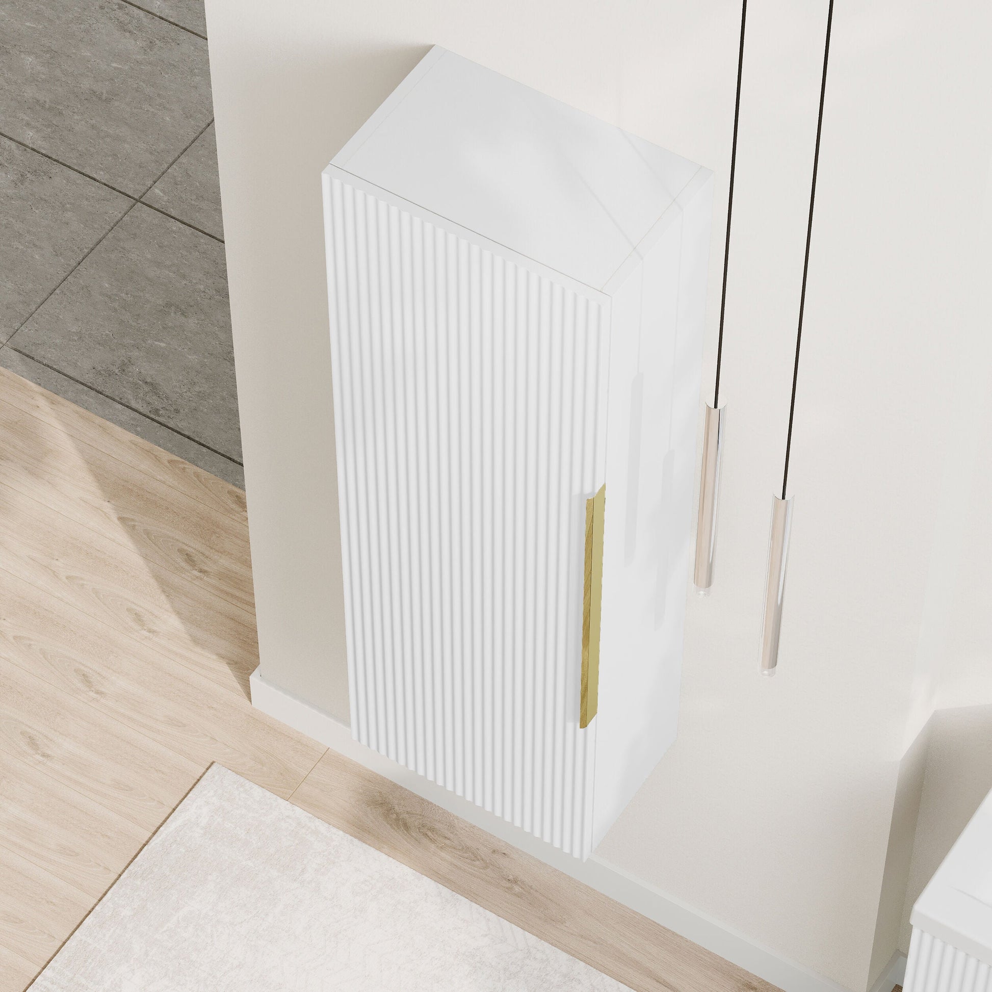 [BFFF162H325] Tixall Fluted Wall Hung Tall Bathroom Storage Unit, 400mm, Multiple Colours and Handle Options - Lifestyle 2