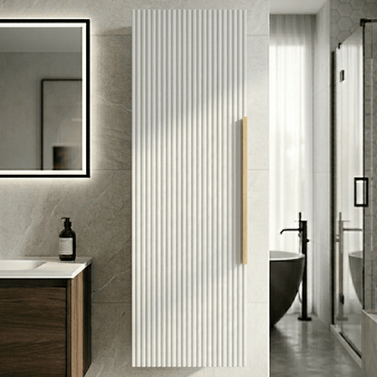[BFFF162H325] Tixall Fluted Wall Hung Tall Bathroom Storage Unit, 400mm, Multiple Colours and Handle Options - Silo