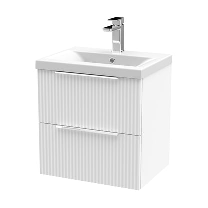 [BFFF192A] Tixall Fluted Front Wall Hung Vanity Basin Unit with Choice of Size, Colour and Handle Options - Cutout