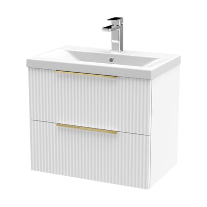 [BFFF193AH325] Tixall Fluted Front Wall Hung Vanity Basin Unit with Choice of Size, Colour and Handle Options - Cutout