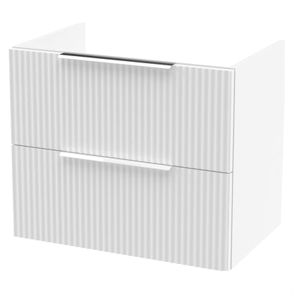 [BFFF193] Tixall Fluted 2 Drawer Wall Hung Vanity Unit - 600mm, Satin White - Cutout