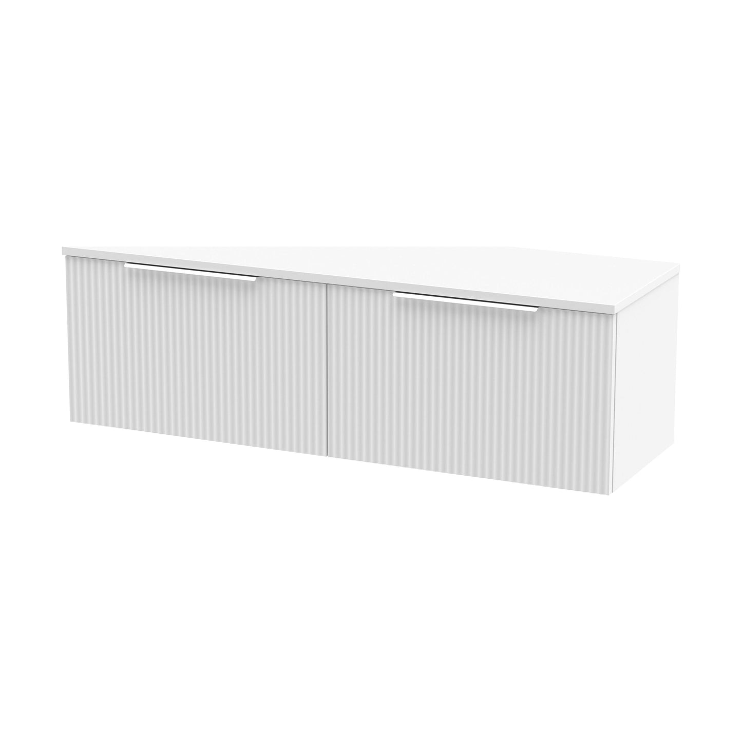 [BFFF194W2] Tixall Fluted 2 Drawer Wall Hung Vanity Unit with Worktop, Satin White, 1200mm - Cutout