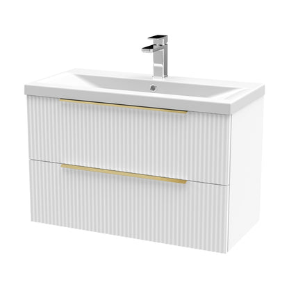 [BFFF195AH326] Tixall Fluted Front Wall Hung Vanity Basin Unit with Choice of Size, Colour and Handle Options - Cutout