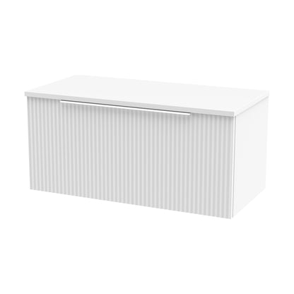 [BFFF196W] Tixall Fluted 1 Drawer Wall Hung Vanity Unit with Worktop, Satin White, 800mm - Cutout