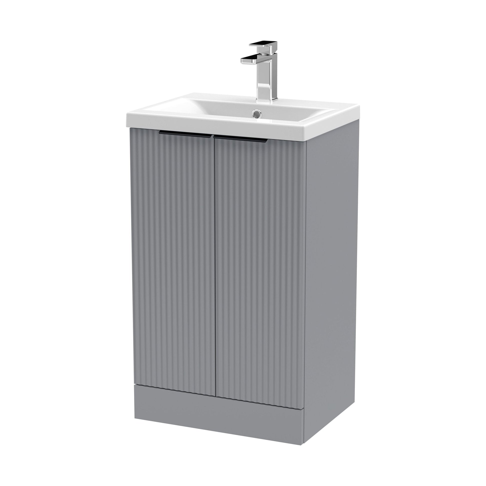 [BFFF223AH224] Tixall Fluted Front Floor Standing Vanity Basin Unit with Choice of Size, Colour and Handle Options - Cutout