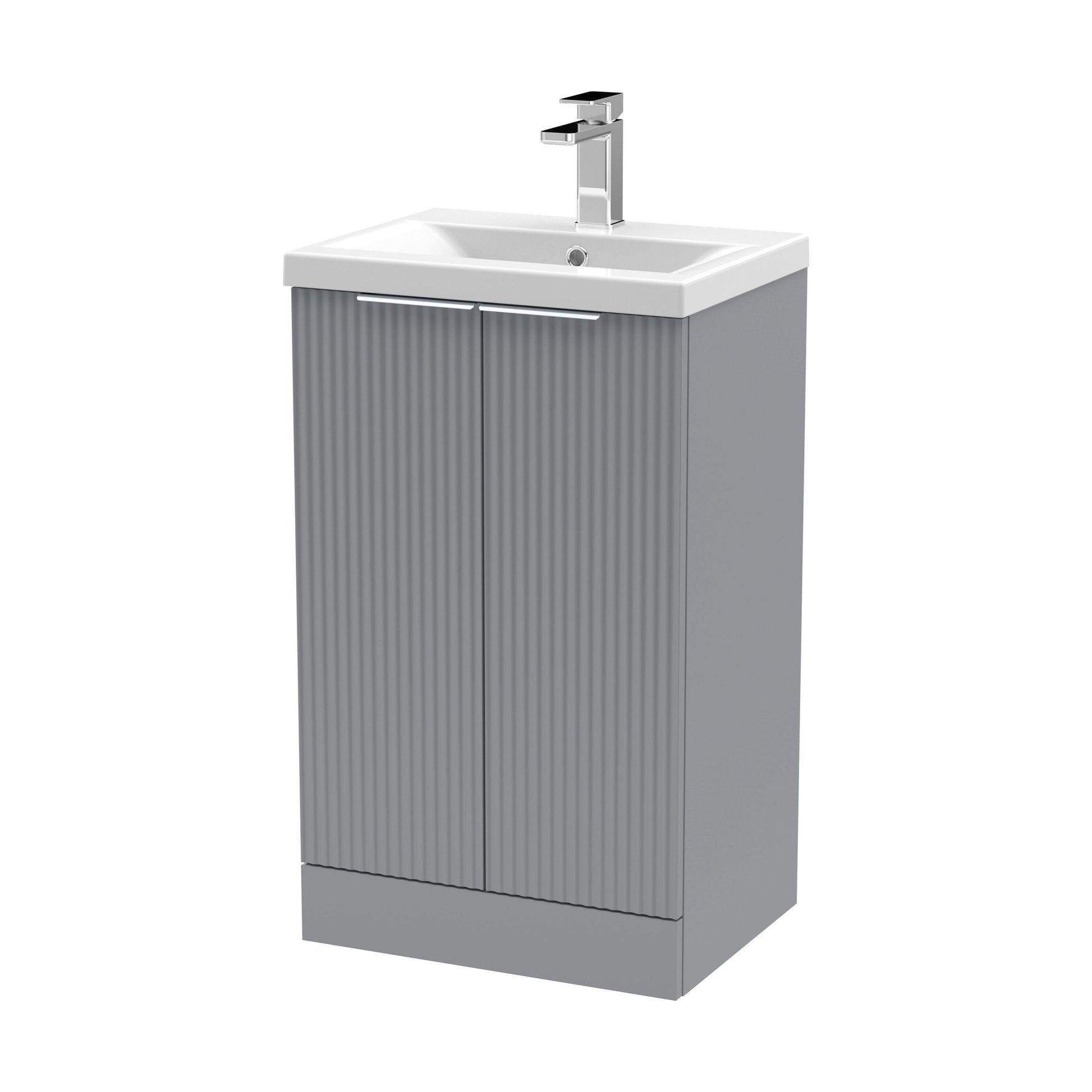 [BFFF223A] Tixall Fluted Front Floor Standing Vanity Basin Unit with Choice of Size, Colour and Handle Options - Cutout