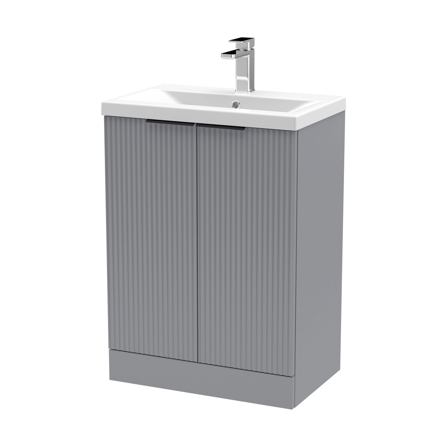 [BFFF225AH224] Tixall Fluted Front Floor Standing Vanity Basin Unit with Choice of Size, Colour and Handle Options - Cutout