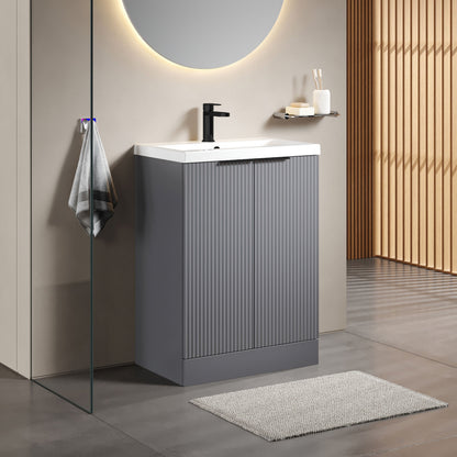 [BFFF225AH224] Tixall Fluted Front Floor Standing Vanity Basin Unit with Choice of Size, Colour and Handle Options - Lifestyle 3
