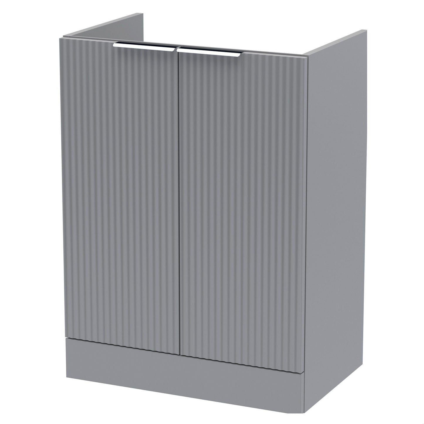 [BFFF225] Tixall Fluted 2 Door Floor Standing Vanity Unit - 600mm, Satin Grey - Cutout