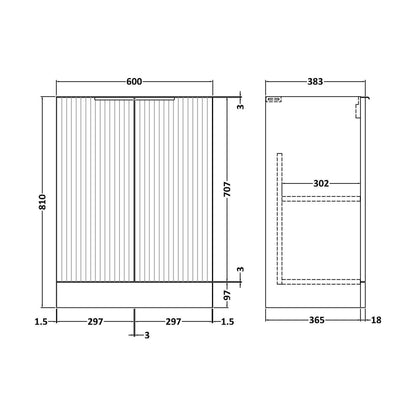[BFFF225] 600 F/S 2-Door Basin Unit - Technical Drawing