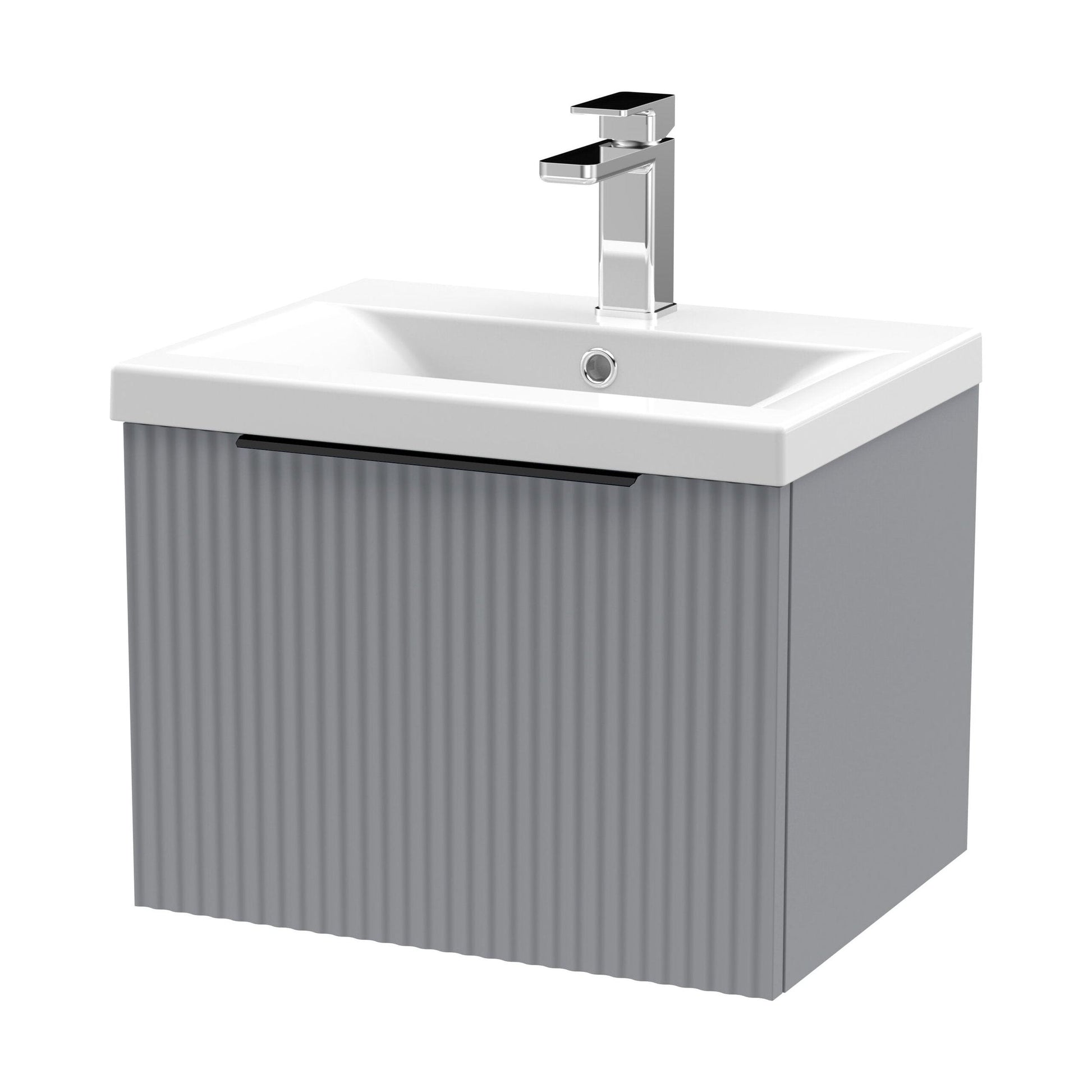 [BFFF291AH225] Tixall Fluted Front Wall Hung Vanity Basin Unit with Choice of Size, Colour and Handle Options - Cutout