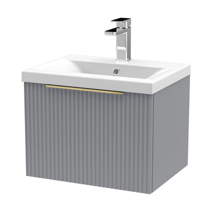 [BFFF291AH325] Tixall Fluted Front Wall Hung Vanity Basin Unit with Choice of Size, Colour and Handle Options - Cutout
