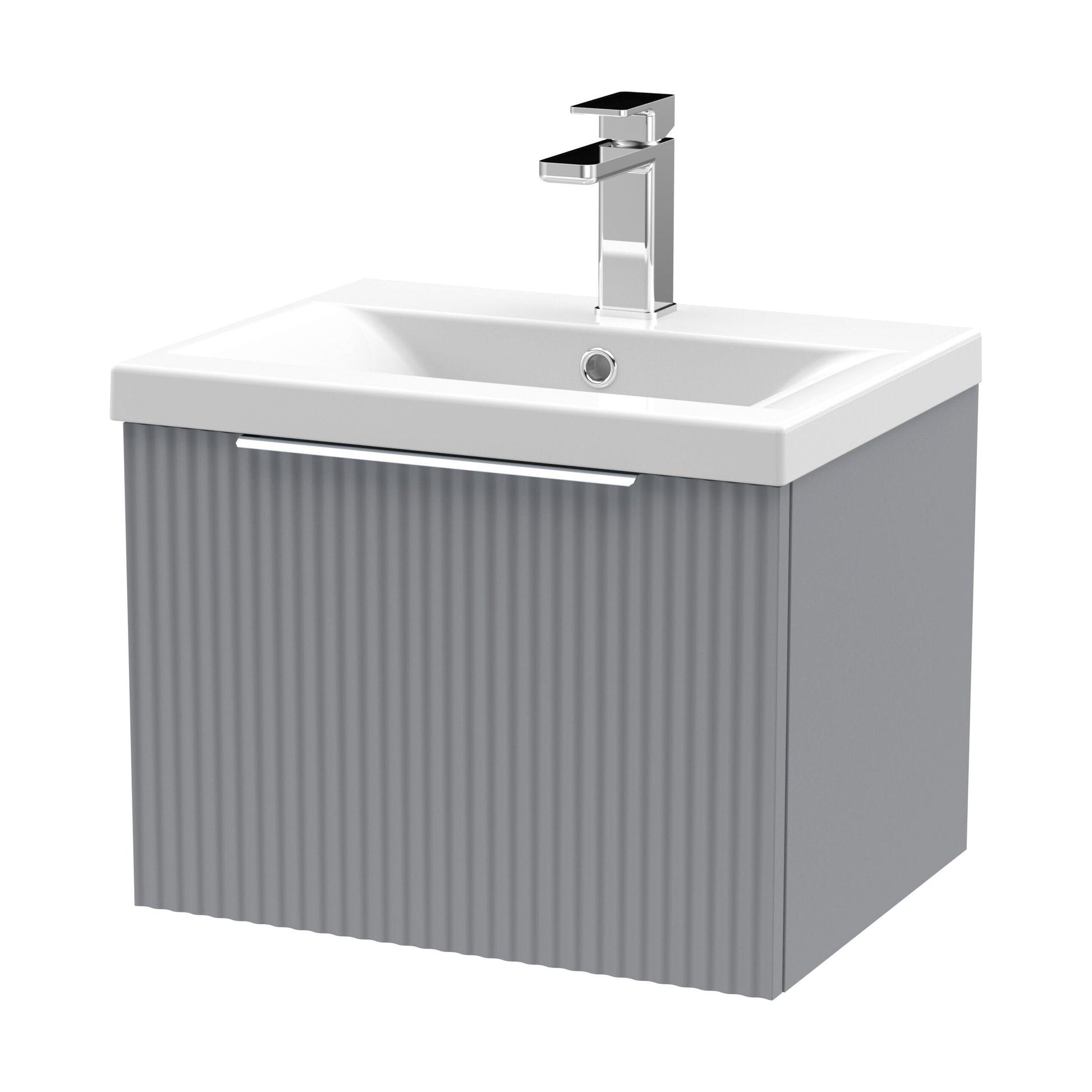 [BFFF291A] Tixall Fluted Front Wall Hung Vanity Basin Unit with Choice of Size, Colour and Handle Options - Cutout
