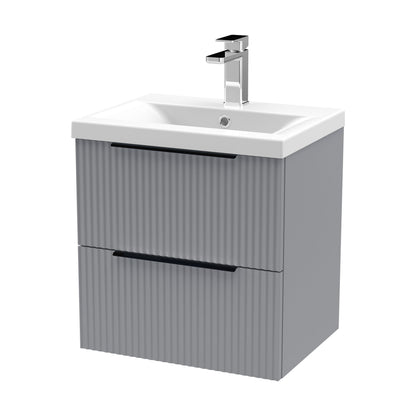 [BFFF292AH225] Tixall Fluted Front Wall Hung Vanity Basin Unit with Choice of Size, Colour and Handle Options - Cutout