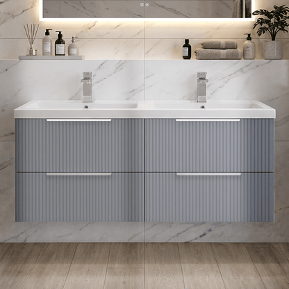 [BFFF293C] Tixall Fluted Front Wall Hung Vanity Basin Unit with Choice of Size, Colour and Handle Options - Silo