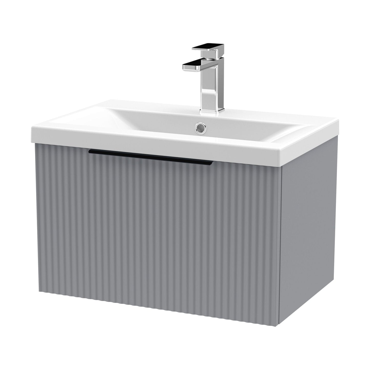 [BFFF294AH225] Tixall Fluted Front Wall Hung Vanity Basin Unit with Choice of Size, Colour and Handle Options - Cutout