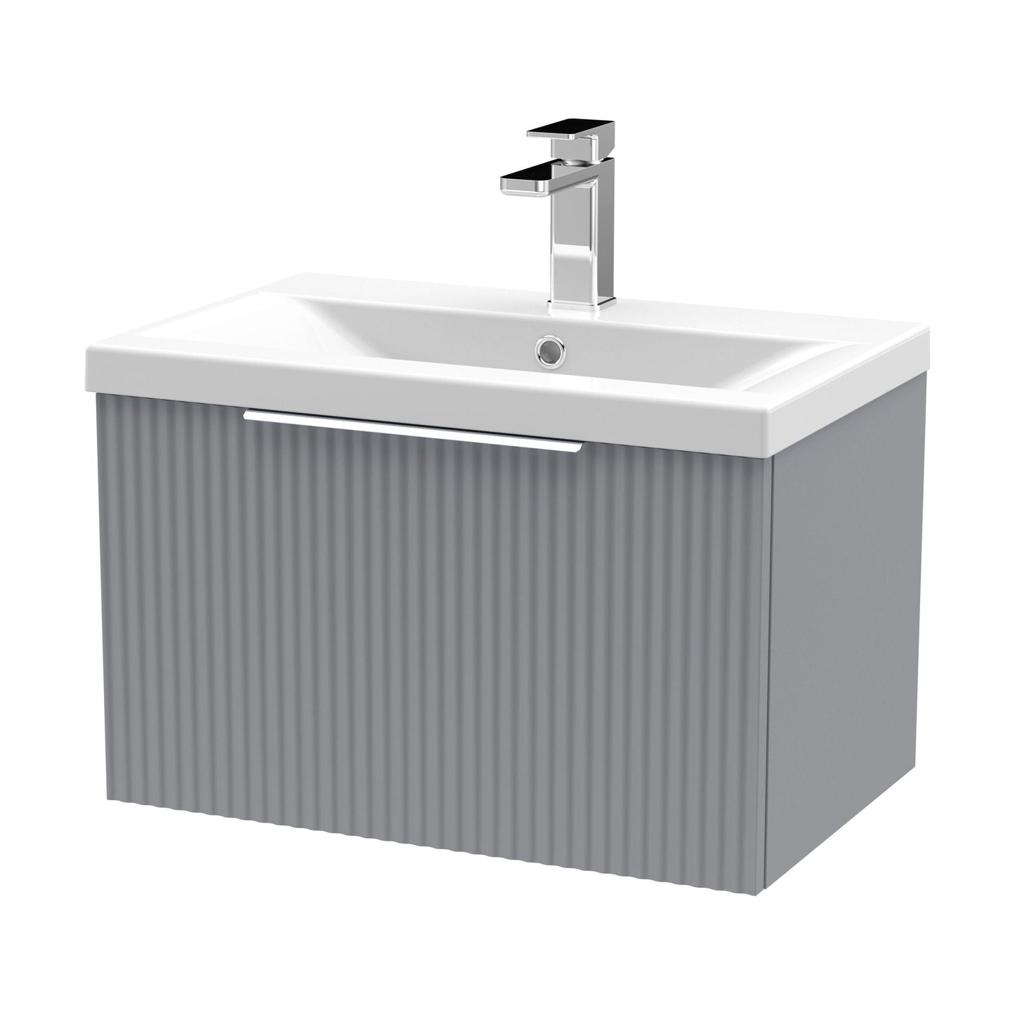[BFFF294A] Tixall Fluted Front Wall Hung Vanity Basin Unit with Choice of Size, Colour and Handle Options - Cutout