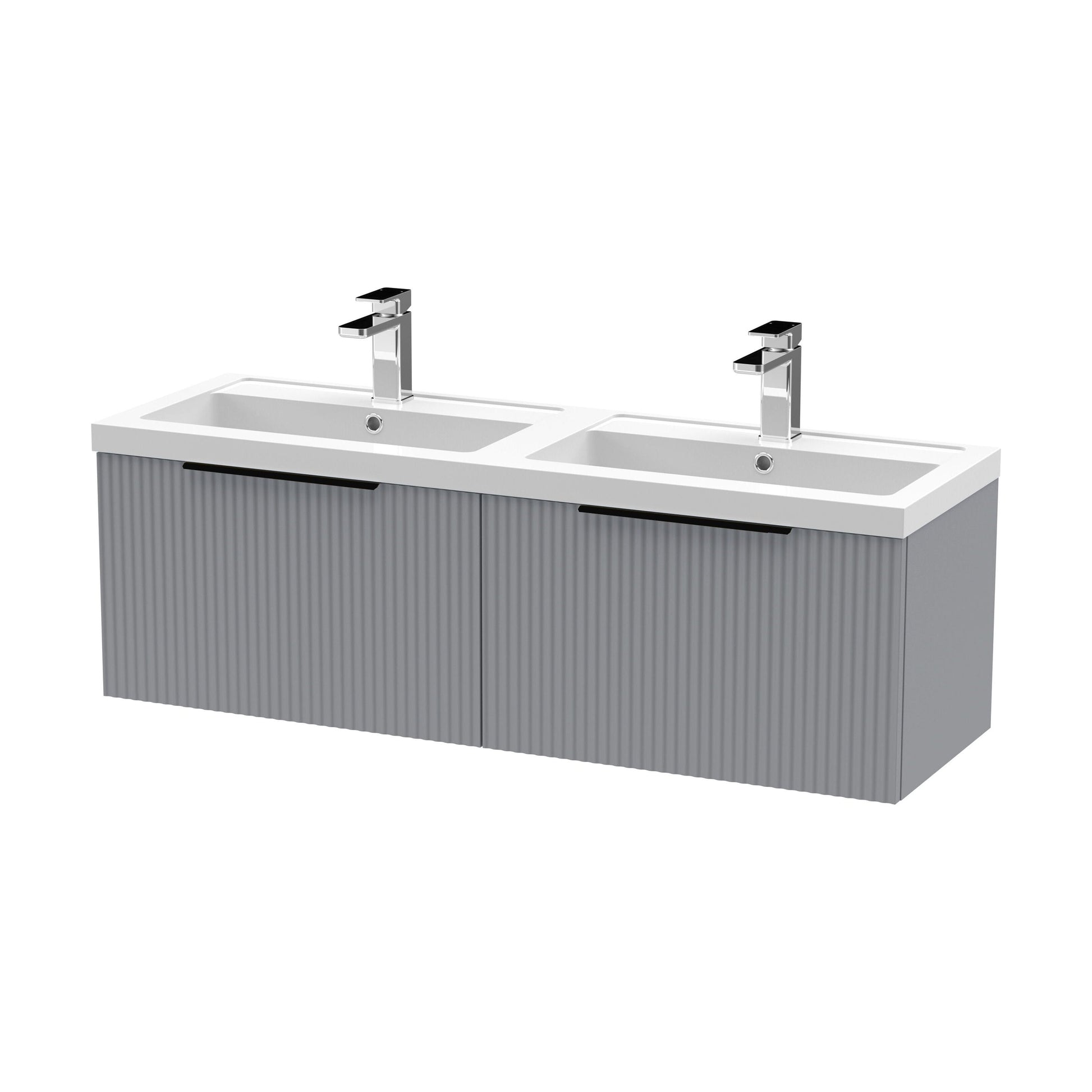 [BFFF294CH225] Tixall Fluted Front Wall Hung Vanity Basin Unit with Choice of Size, Colour and Handle Options - Cutout
