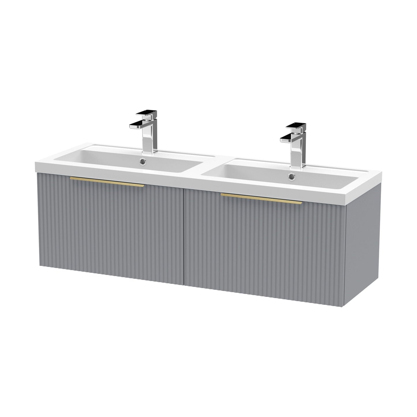 [BFFF294CH325] Tixall Fluted Front Wall Hung Vanity Basin Unit with Choice of Size, Colour and Handle Options - Cutout