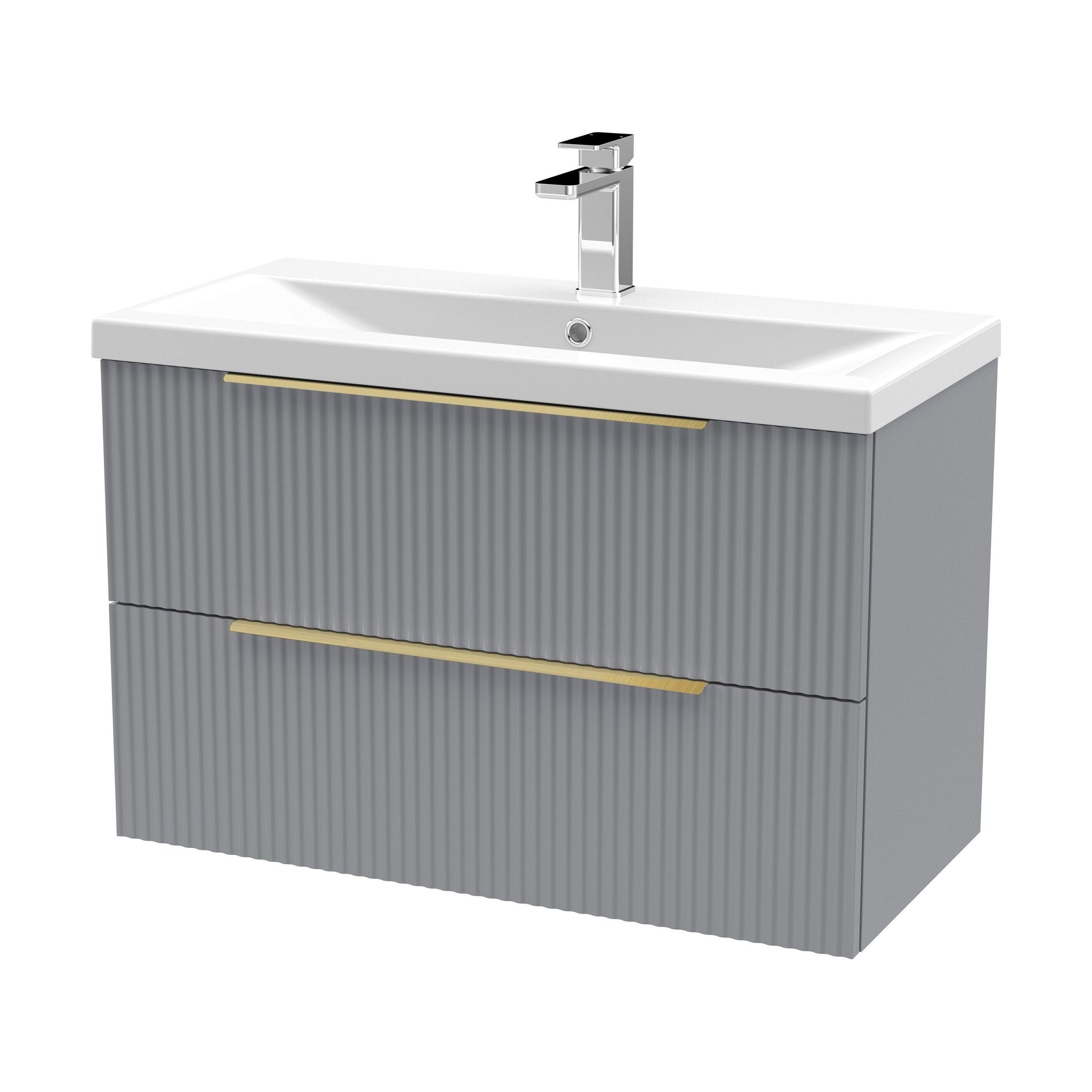 [BFFF295AH326] Tixall Fluted Front Wall Hung Vanity Basin Unit with Choice of Size, Colour and Handle Options - Cutout