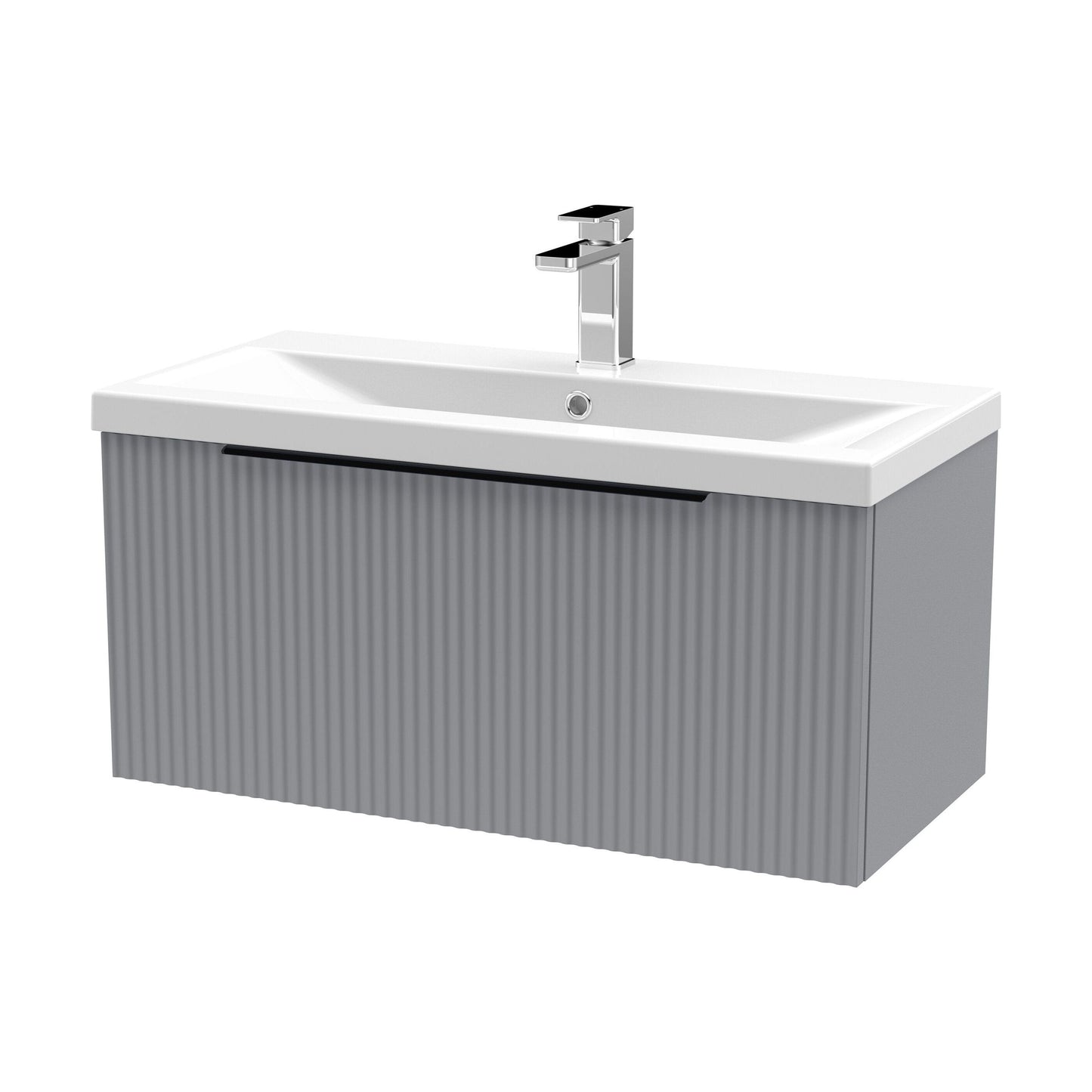[BFFF296AH226] Tixall Fluted Front Wall Hung Vanity Basin Unit with Choice of Size, Colour and Handle Options - Cutout