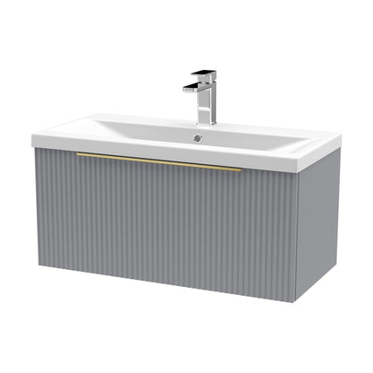 [BFFF296AH326] Tixall Fluted Front Wall Hung Vanity Basin Unit with Choice of Size, Colour and Handle Options - Cutout