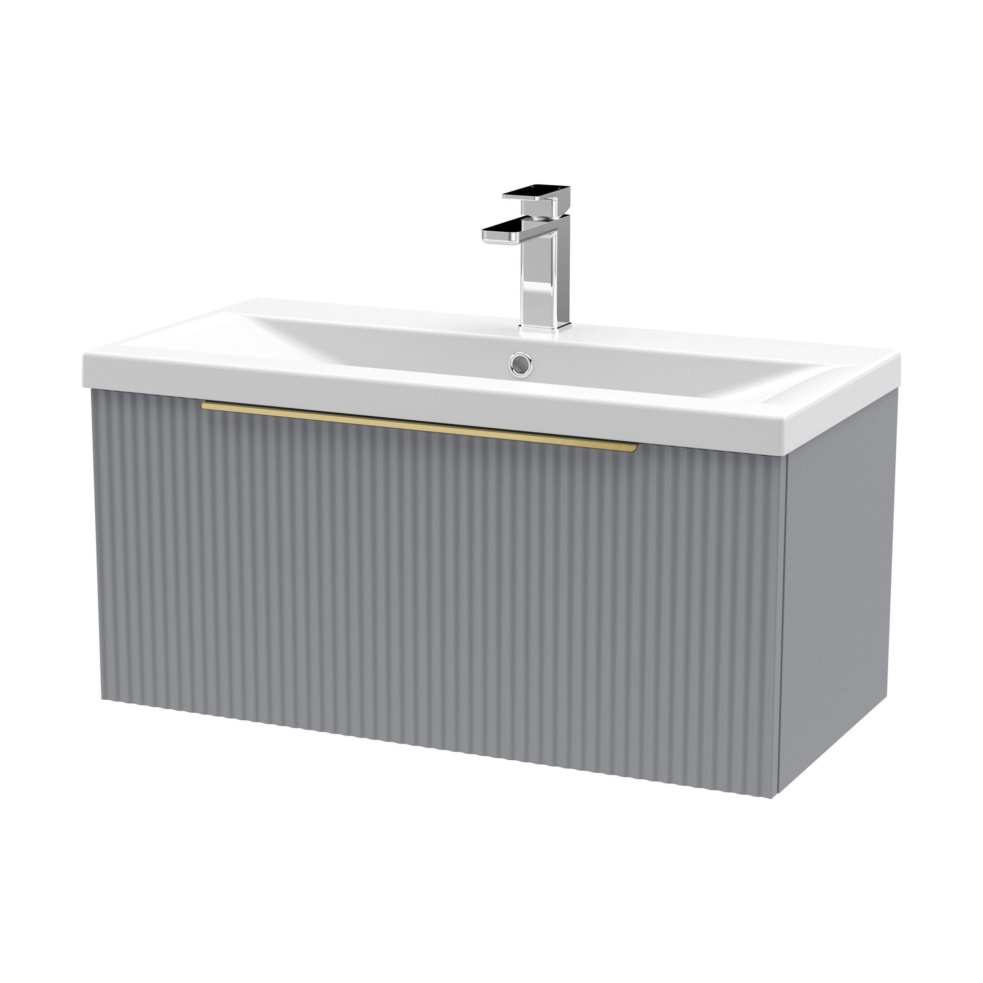 [BFFF296AH326] Tixall Fluted Front Wall Hung Vanity Basin Unit with Choice of Size, Colour and Handle Options - Cutout