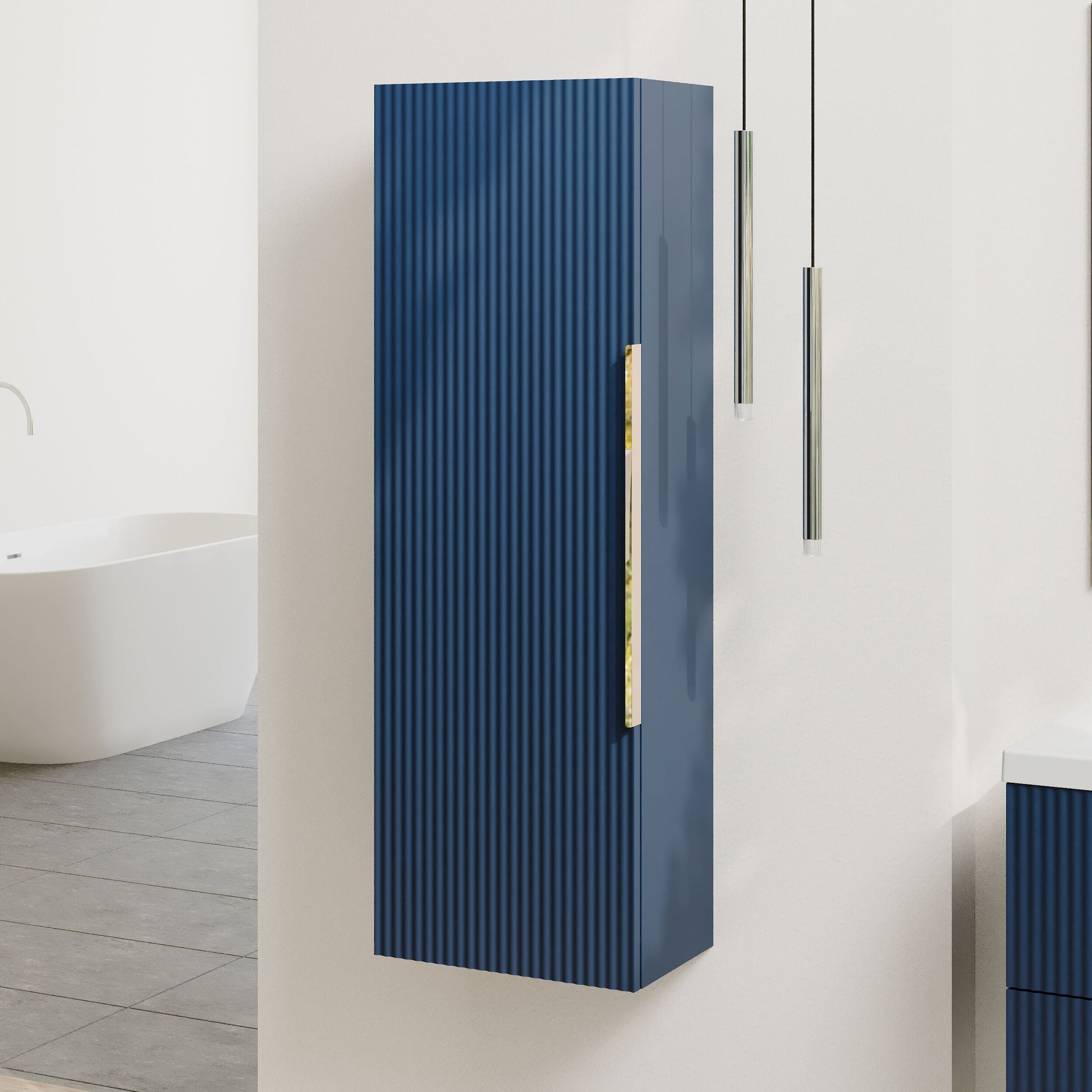[BFFF362H325] Tixall Fluted Wall Hung Tall Bathroom Storage Unit, 400mm, Multiple Colours and Handle Options - Lifestyle 3