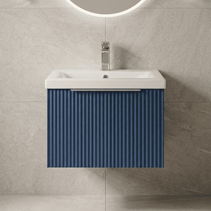 [BFFF391A] Tixall Fluted Front Wall Hung Vanity Basin Unit with Choice of Size, Colour and Handle Options - Silo