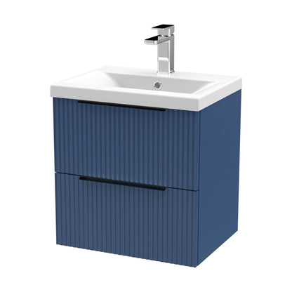 [BFFF392AH225] Tixall Fluted Front Wall Hung Vanity Basin Unit with Choice of Size, Colour and Handle Options - Cutout