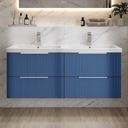 [BFFF393C] Tixall Fluted Front Wall Hung Vanity Basin Unit with Choice of Size, Colour and Handle Options - Silo