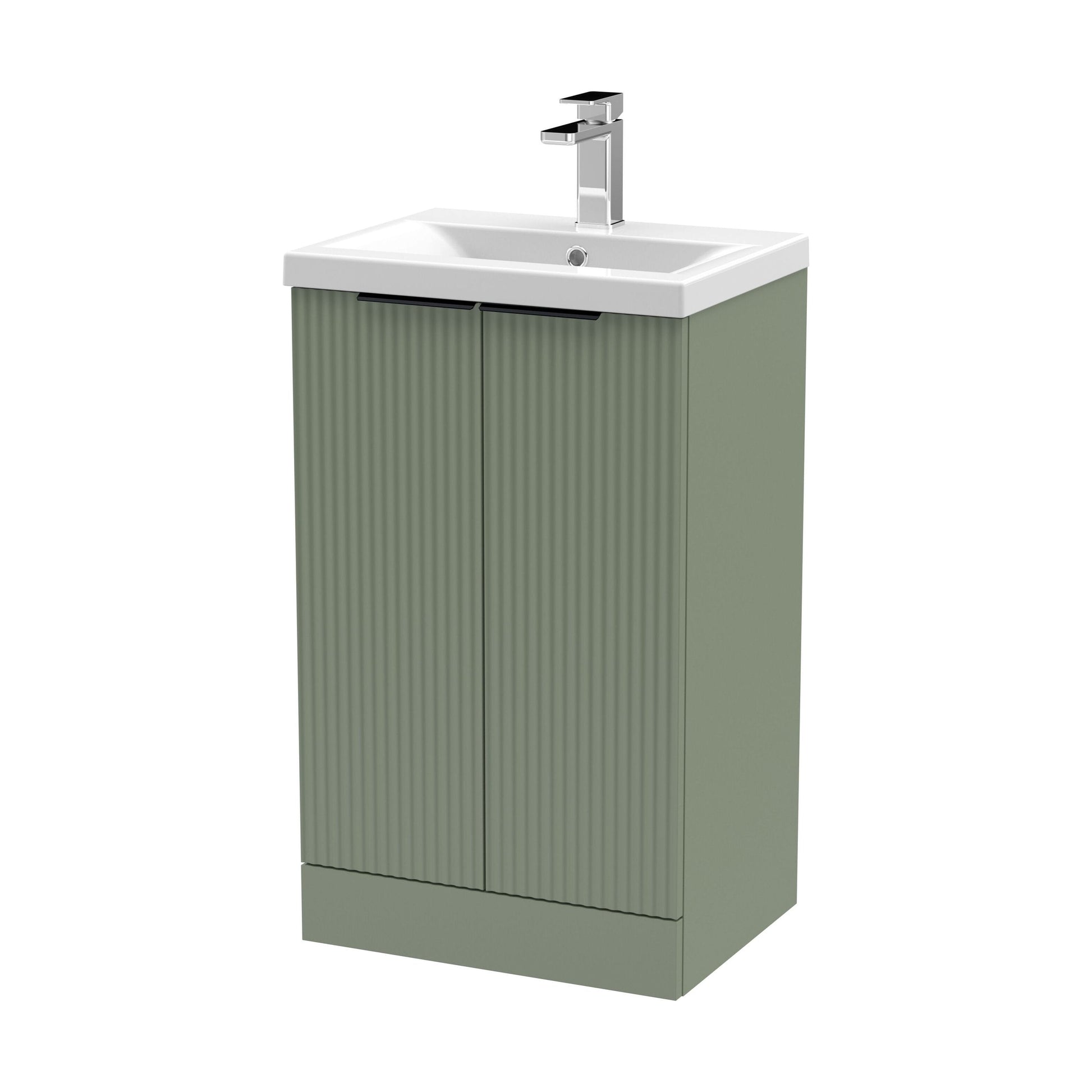 [BFFF823AH224] Tixall Fluted Front Floor Standing Vanity Basin Unit with Choice of Size, Colour and Handle Options - Cutout