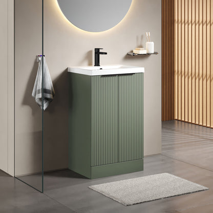 [BFFF823AH224] Tixall Fluted Front Floor Standing Vanity Basin Unit with Choice of Size, Colour and Handle Options - Lifestyle 3