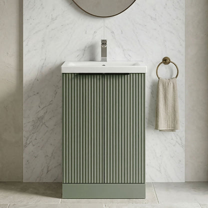[BFFF823AH224] Tixall Fluted Front Floor Standing Vanity Basin Unit with Choice of Size, Colour and Handle Options - Silo