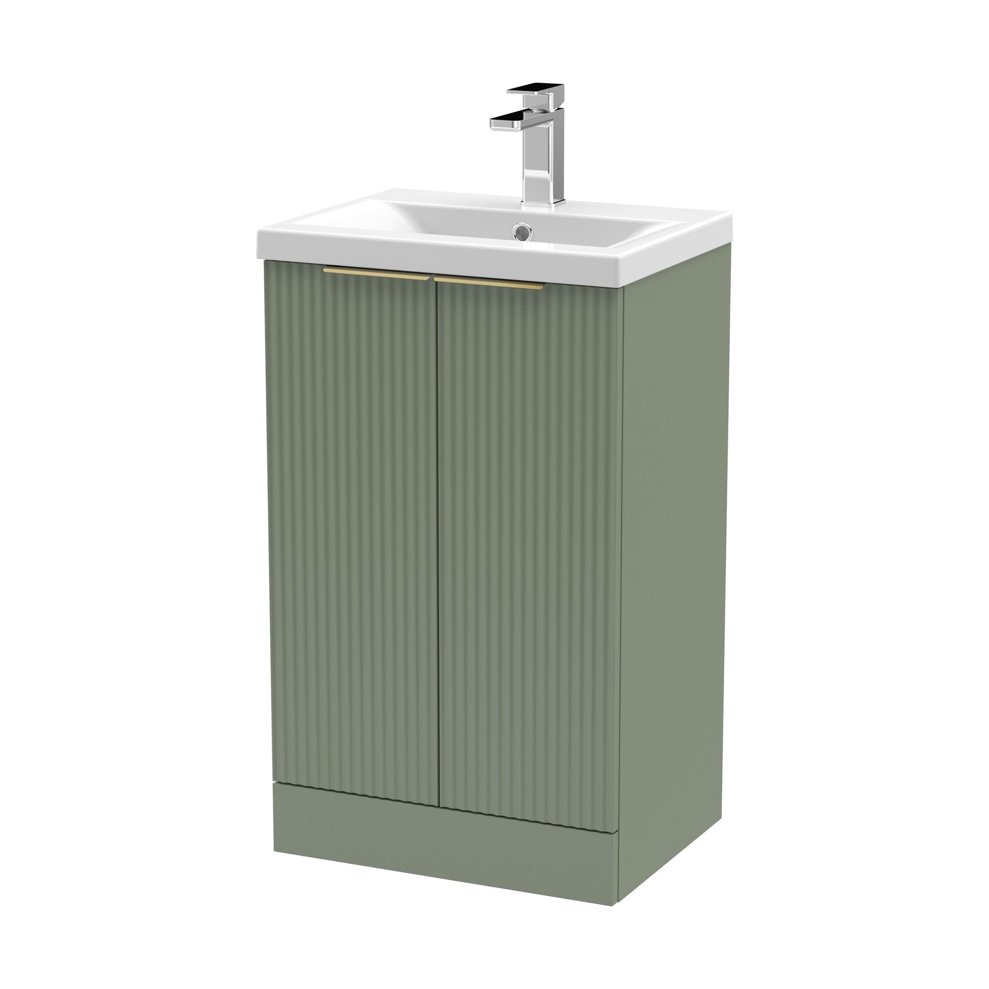 [BFFF823AH324] Tixall Fluted Front Floor Standing Vanity Basin Unit with Choice of Size, Colour and Handle Options - Cutout