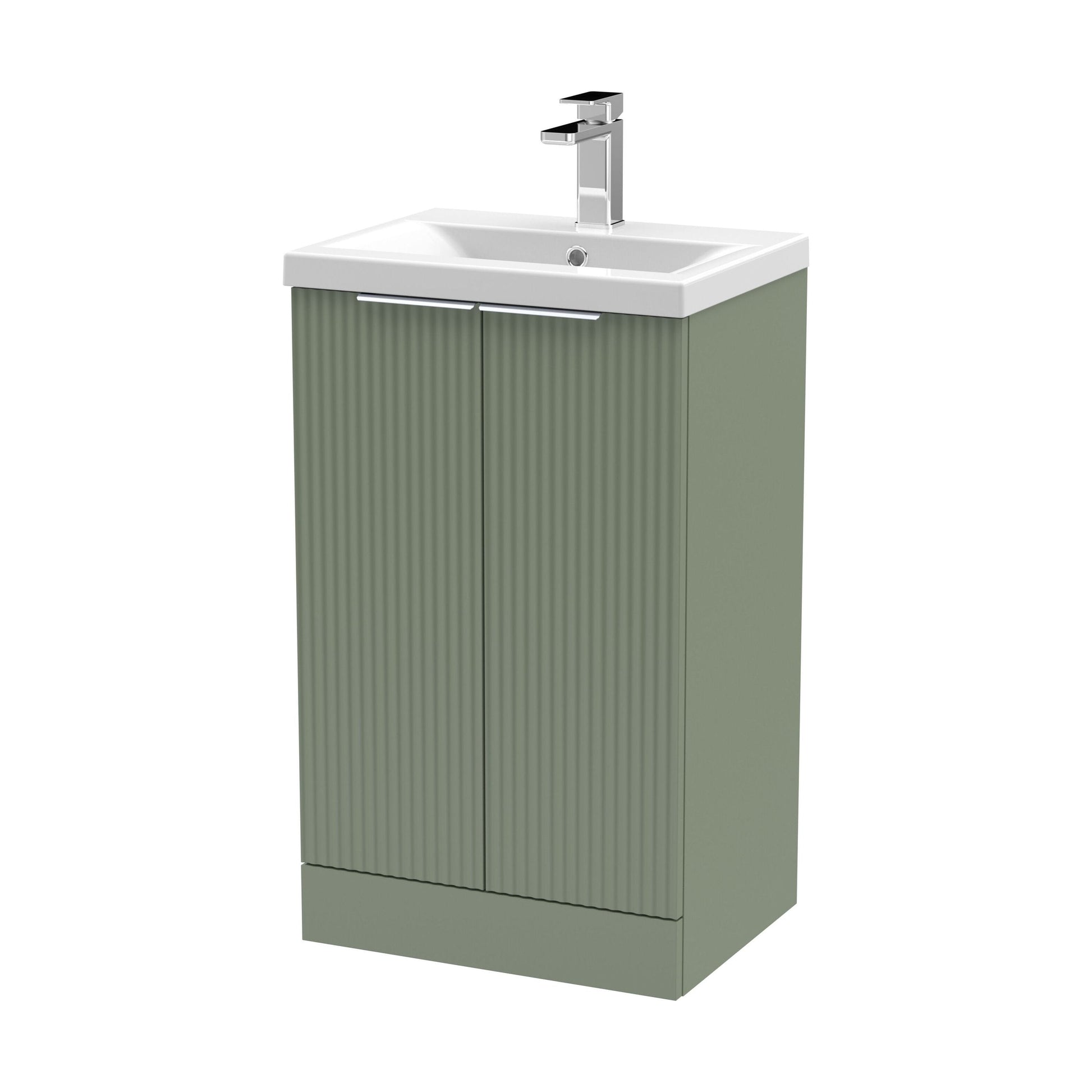[BFFF823A] Tixall Fluted Front Floor Standing Vanity Basin Unit with Choice of Size, Colour and Handle Options - Cutout