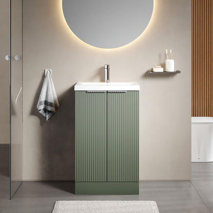[BFFF823A] Tixall Fluted Front Floor Standing Vanity Basin Unit with Choice of Size, Colour and Handle Options - Lifestyle 1