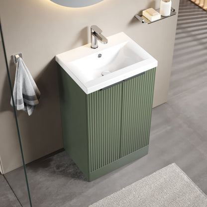 [BFFF823A] Tixall Fluted Front Floor Standing Vanity Basin Unit with Choice of Size, Colour and Handle Options - Lifestyle 2