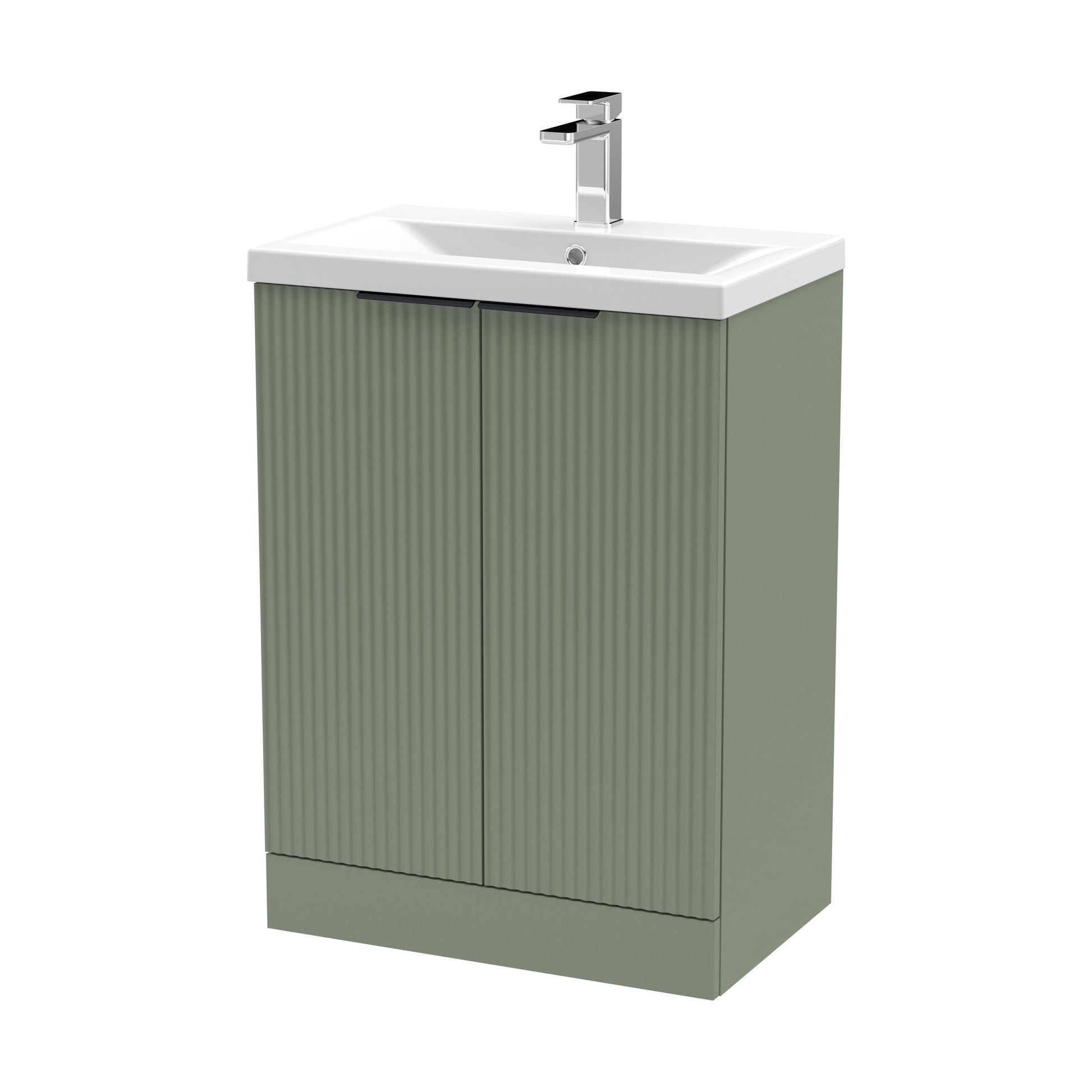 [BFFF825AH224] Tixall Fluted Front Floor Standing Vanity Basin Unit with Choice of Size, Colour and Handle Options - Cutout