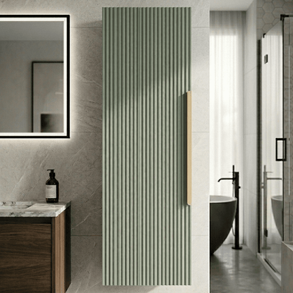 [BFFF862H325] Tixall Fluted Wall Hung Tall Bathroom Storage Unit, 400mm, Multiple Colours and Handle Options - Silo