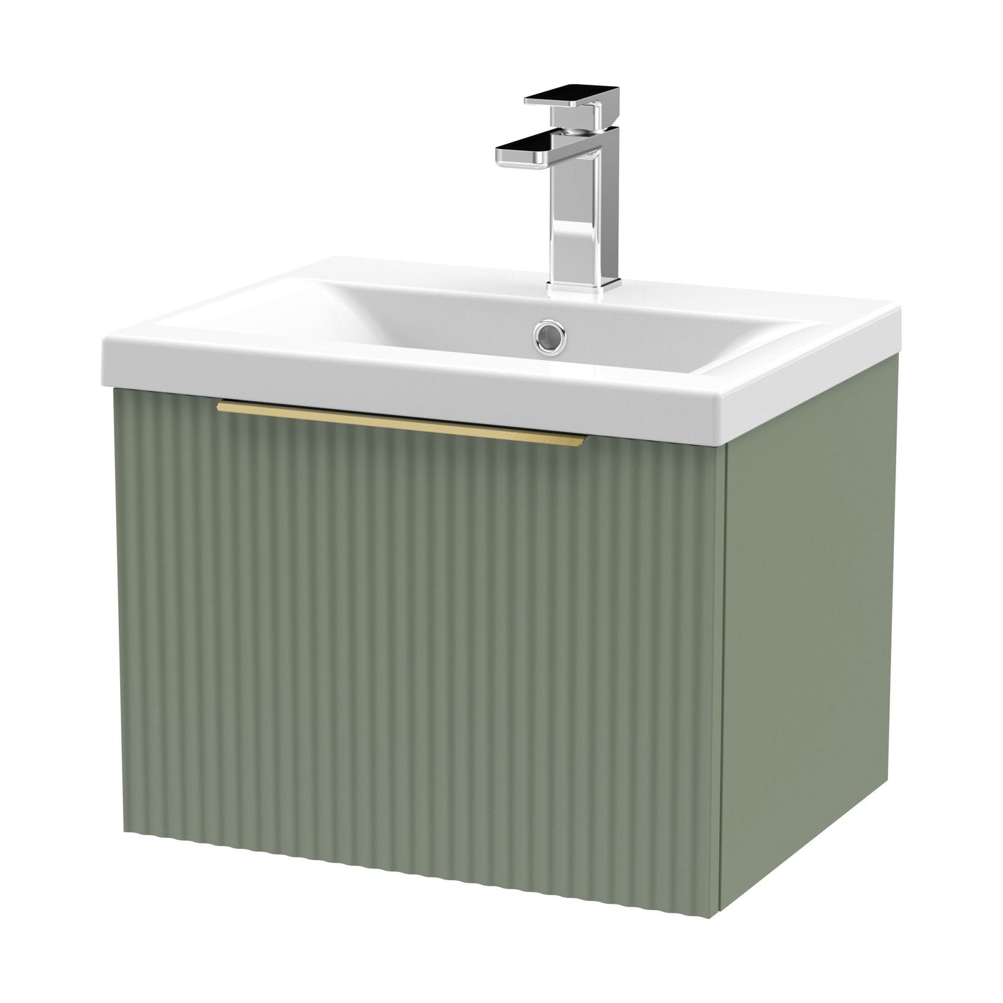 [BFFF891AH325] Tixall Fluted Front Wall Hung Vanity Basin Unit with Choice of Size, Colour and Handle Options - Cutout